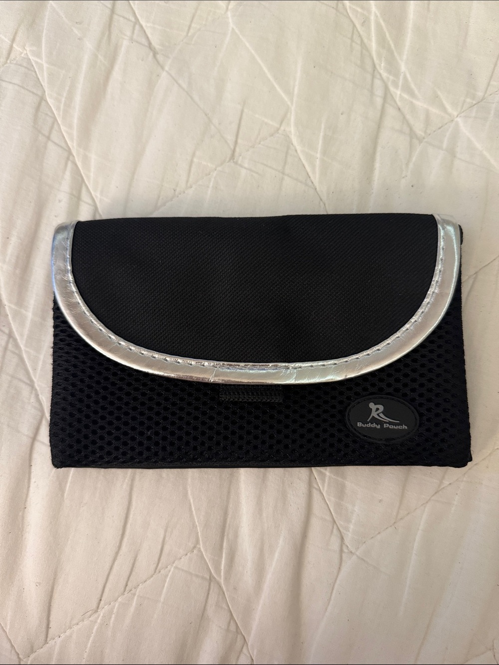 Black Travel Organizer Pouch with Silver Trim